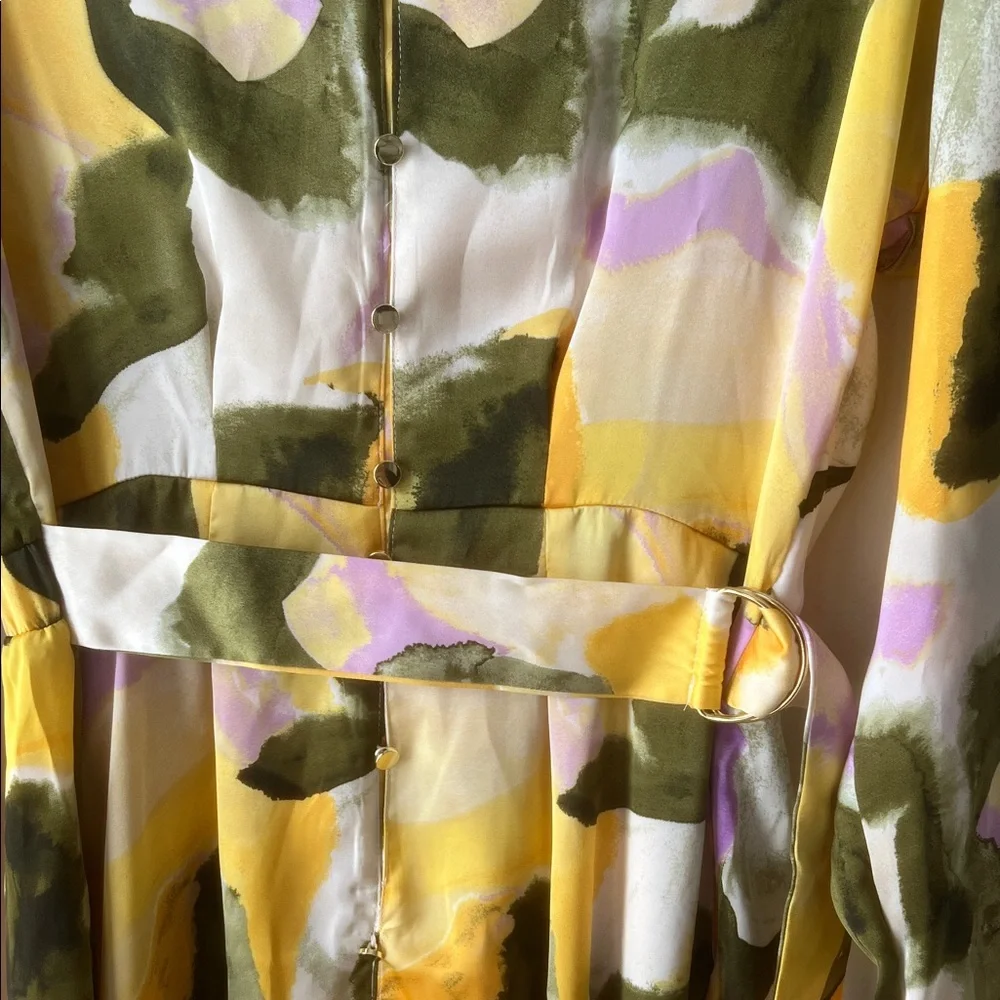 French Connection Yellow and Green Long Sleeve Dress - Picture 6 of 6